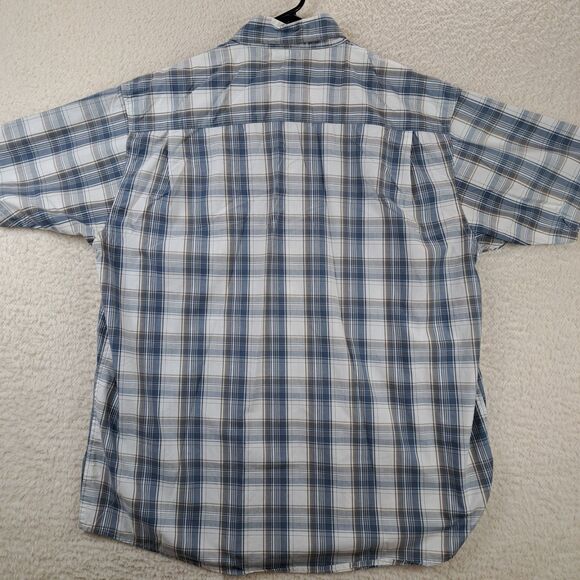 Wrangler Hero Mens Button Up Shirt Size L  Blue Plaid Short Sleeve Large - Picture 7 of 7